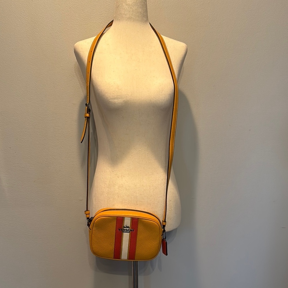 Coach Yellow and Red Crossbody Camera Bag with gunmetal accents EUC - Picture 3 of 17